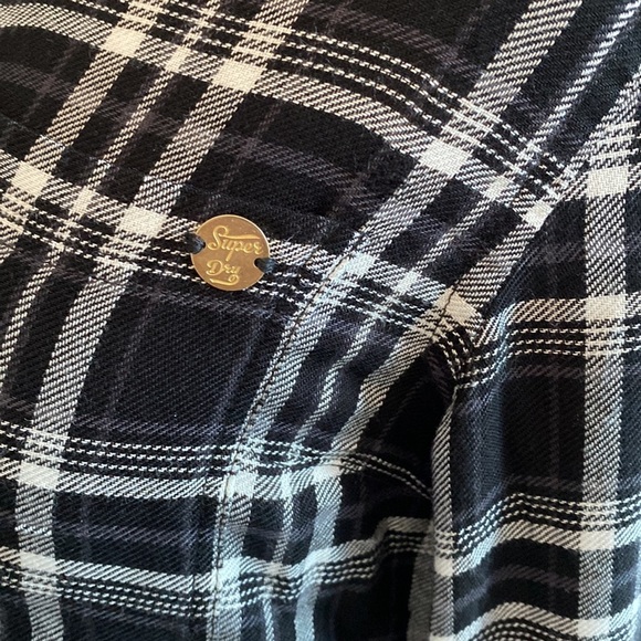 SuperDry Maya Supersize Shirt Black White Check - Picture 7 of 10